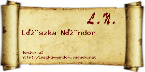 Lászka Nándor névjegykártya